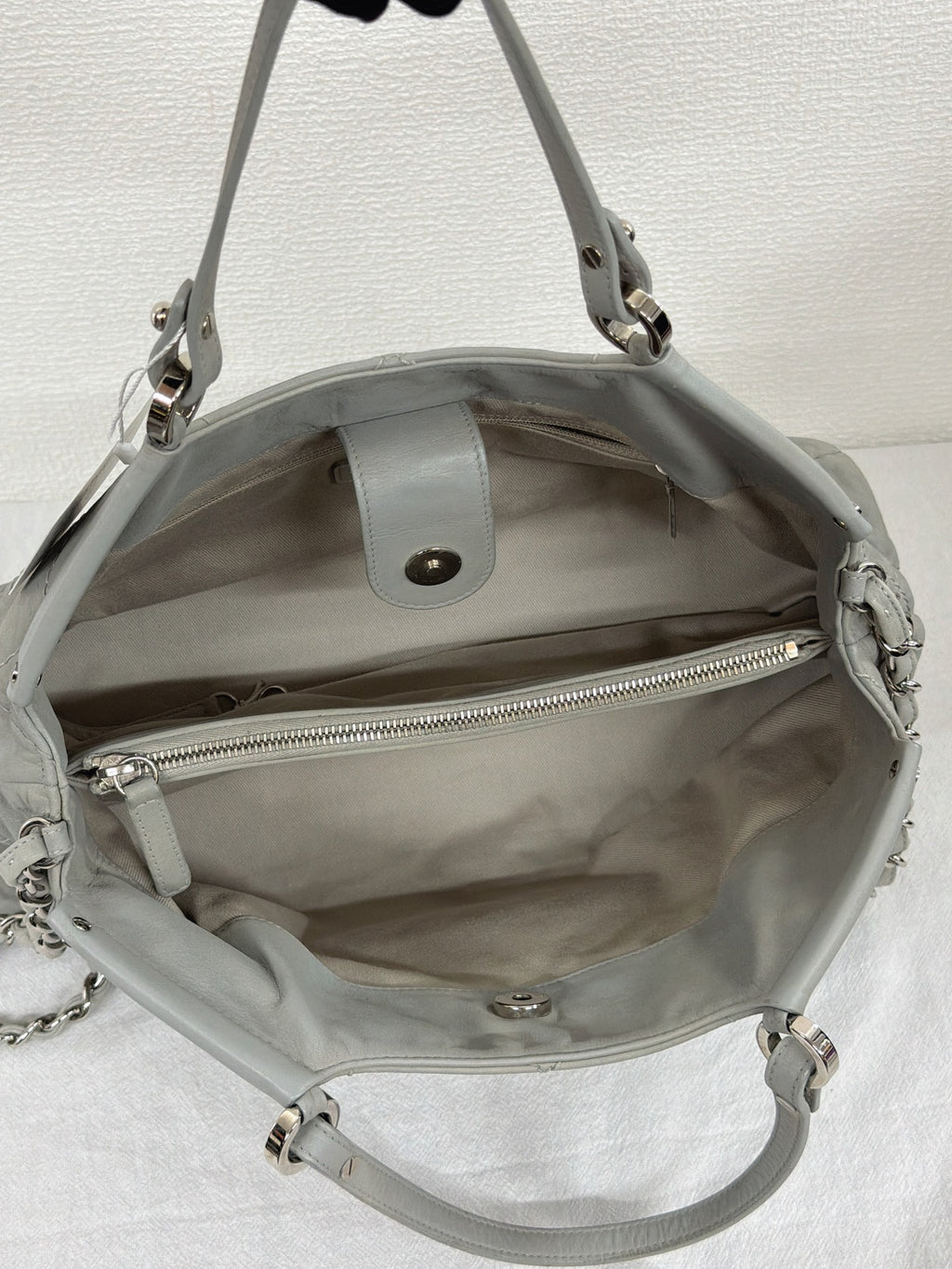 Chanel Vintage CC Crave Caviar Flap Top Handle 2WAY Bag Grey