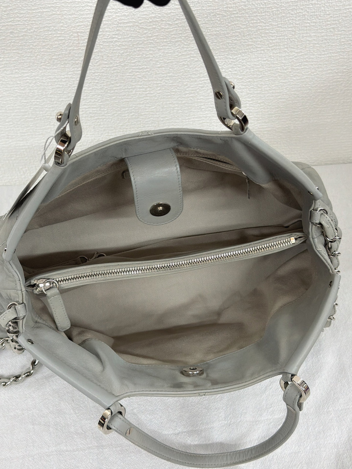 Chanel Vintage CC Crave Caviar Flap Top Handle 2WAY Bag Grey