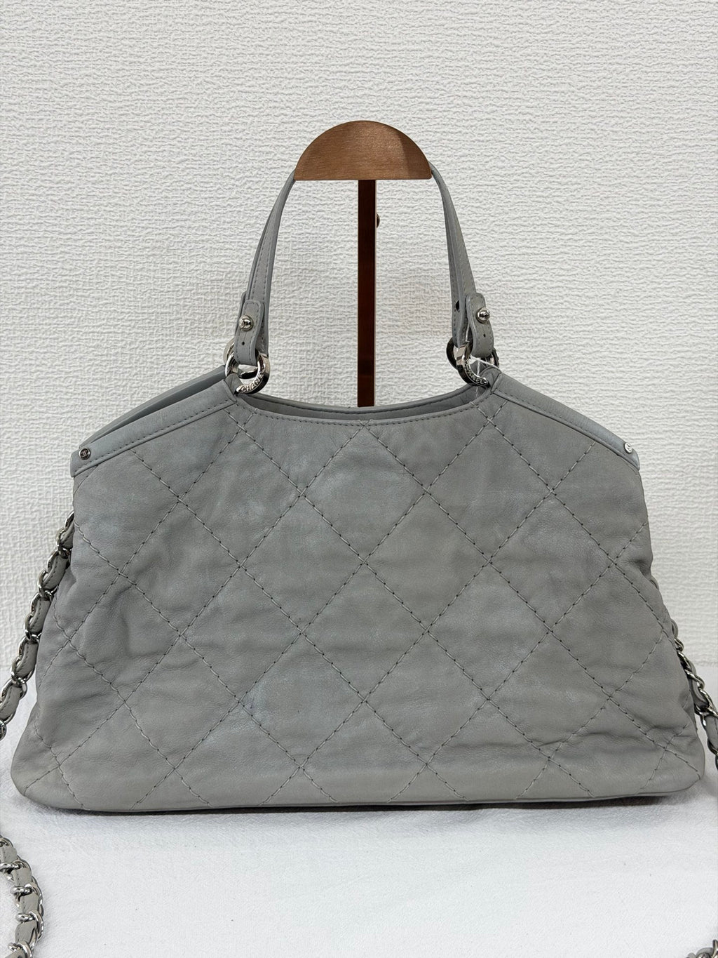 Chanel Vintage CC Crave Caviar Flap Top Handle 2WAY Bag Grey