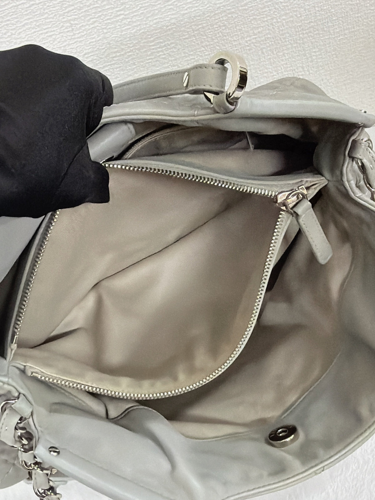 Chanel Vintage CC Crave Caviar Flap Top Handle 2WAY Bag Grey