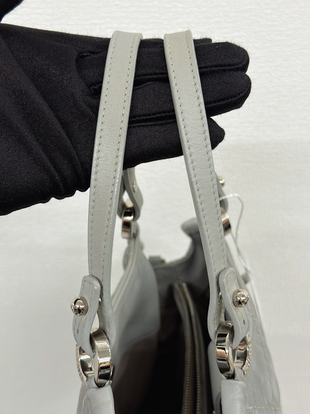 Chanel Vintage CC Crave Caviar Flap Top Handle 2WAY Bag Grey
