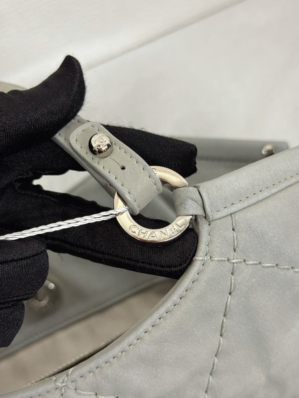 Chanel Vintage CC Crave Caviar Flap Top Handle 2WAY Bag Grey