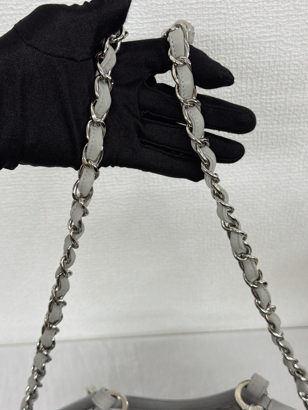 Chanel Vintage CC Crave Caviar Flap Top Handle 2WAY Bag Grey