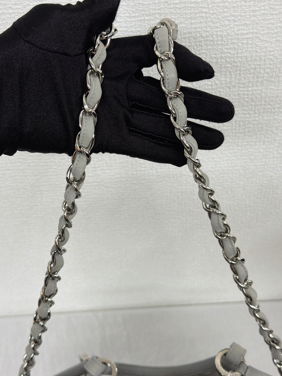 Chanel Vintage CC Crave Caviar Flap Top Handle 2WAY Bag Grey