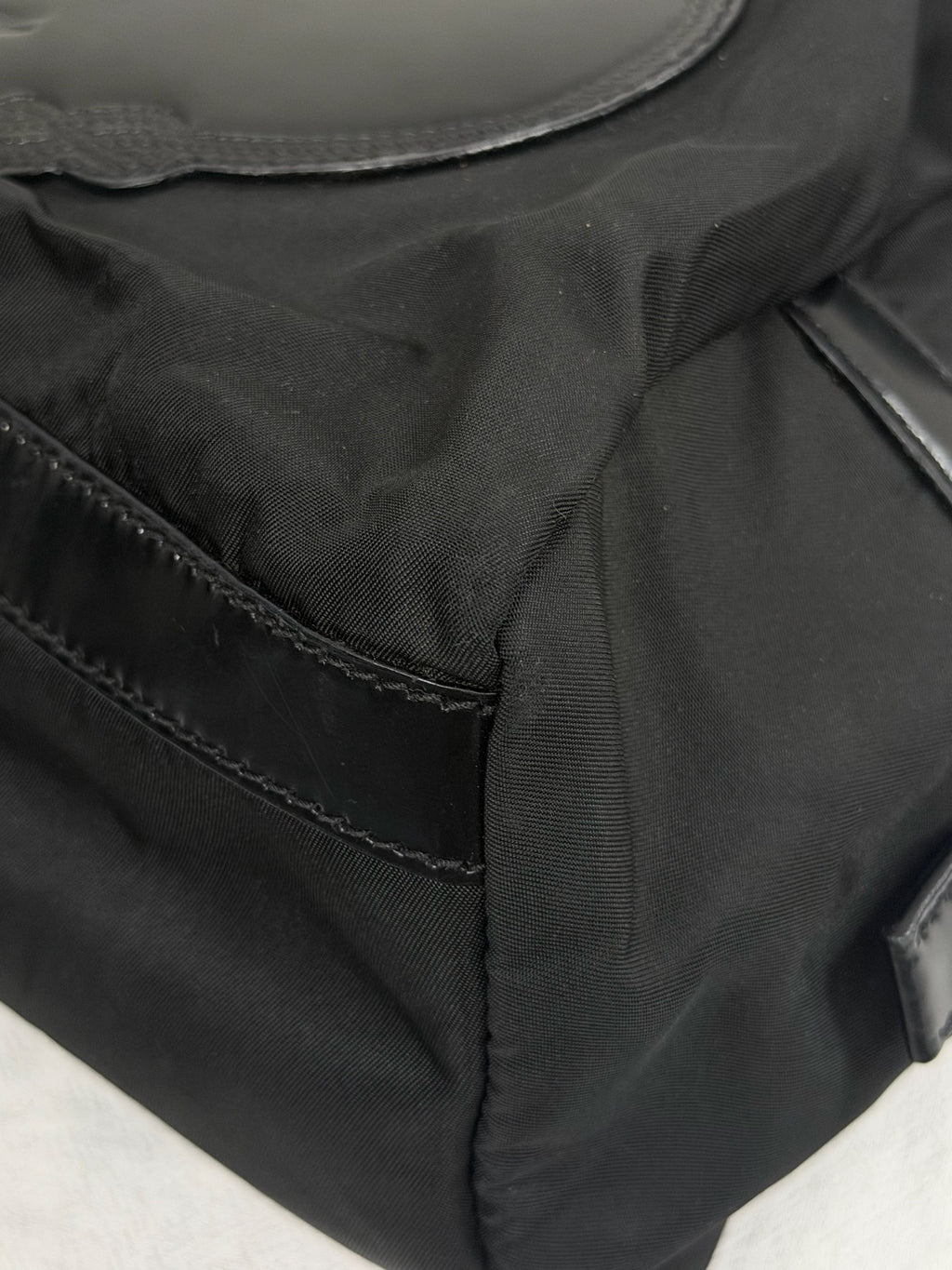 Prada Vintage Tessuto Print Logo Nylon Handbag Black