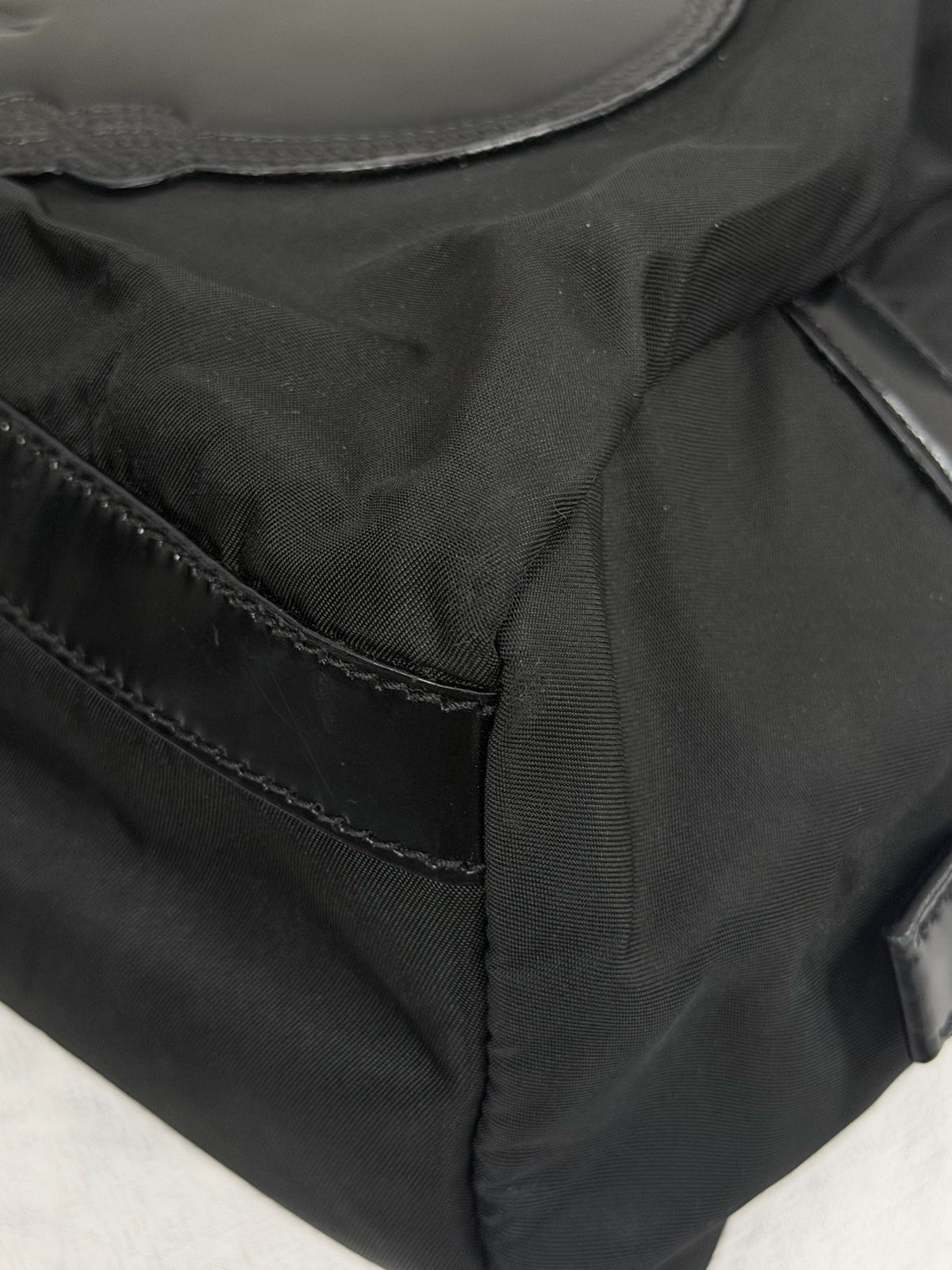 Prada Vintage Tessuto Print Logo Nylon Handbag Black
