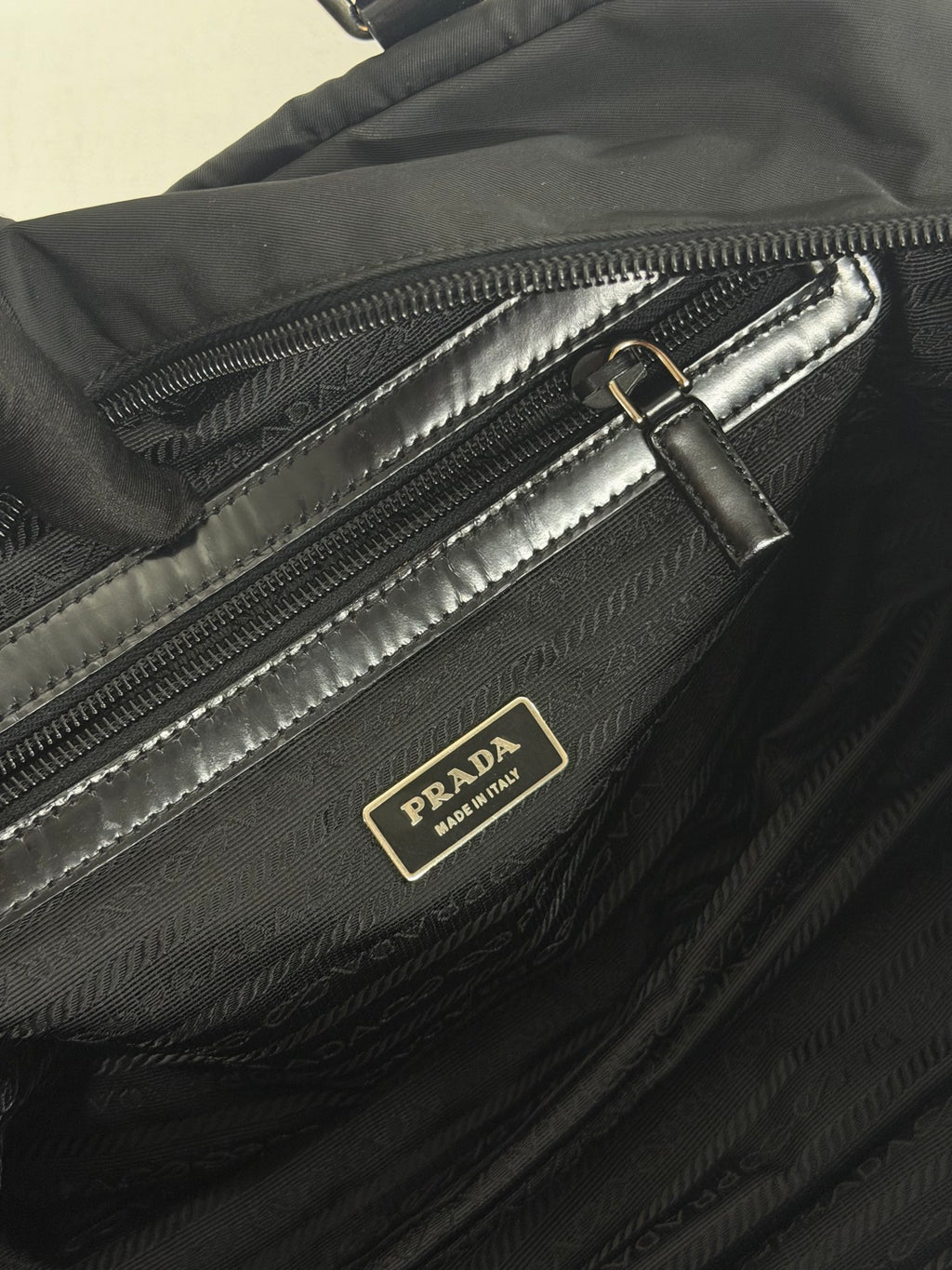 Prada Vintage Tessuto Print Logo Nylon Handbag Black