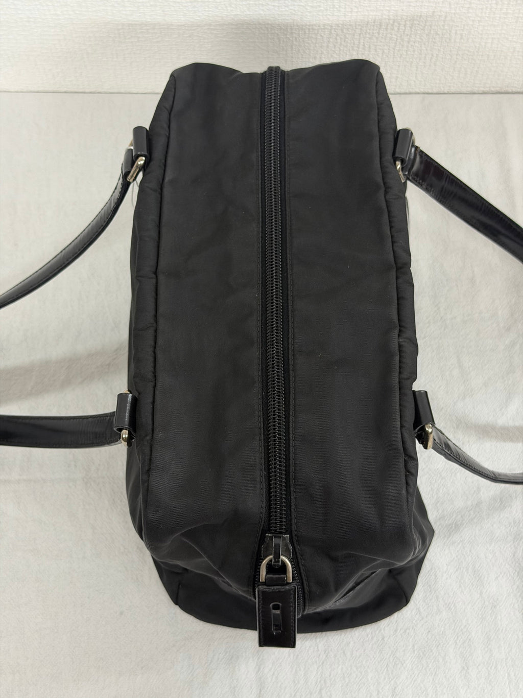 Prada Vintage Tessuto Print Logo Nylon Handbag Black