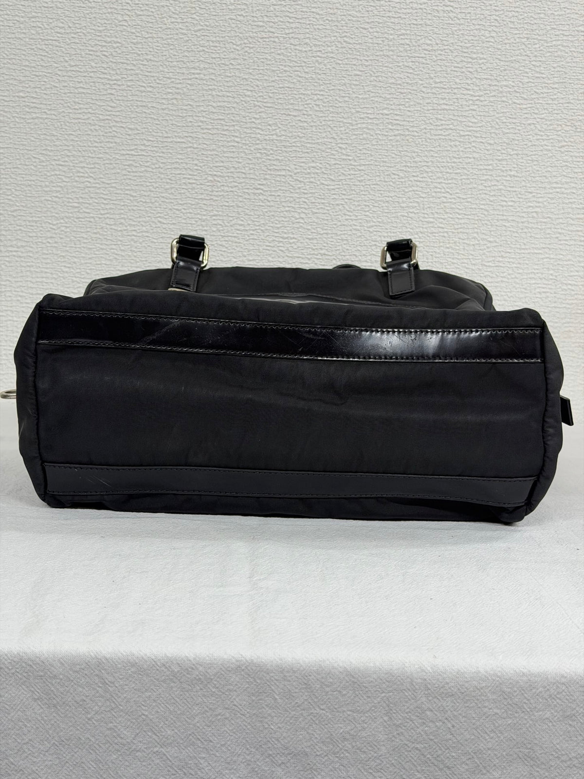 Prada Vintage Tessuto Print Logo Nylon Handbag Black