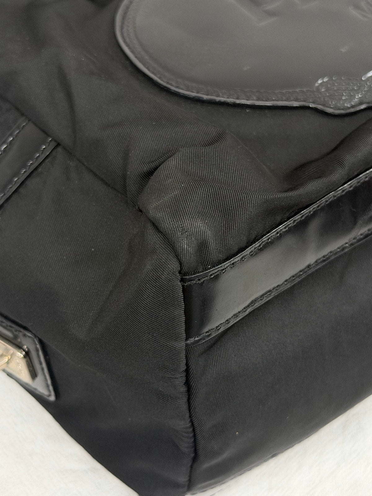 Prada Vintage Tessuto Print Logo Nylon Handbag Black