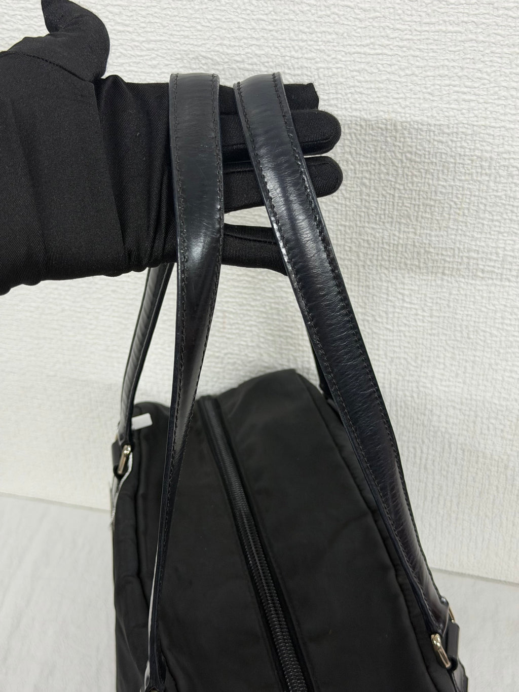 Prada Vintage Tessuto Print Logo Nylon Handbag Black