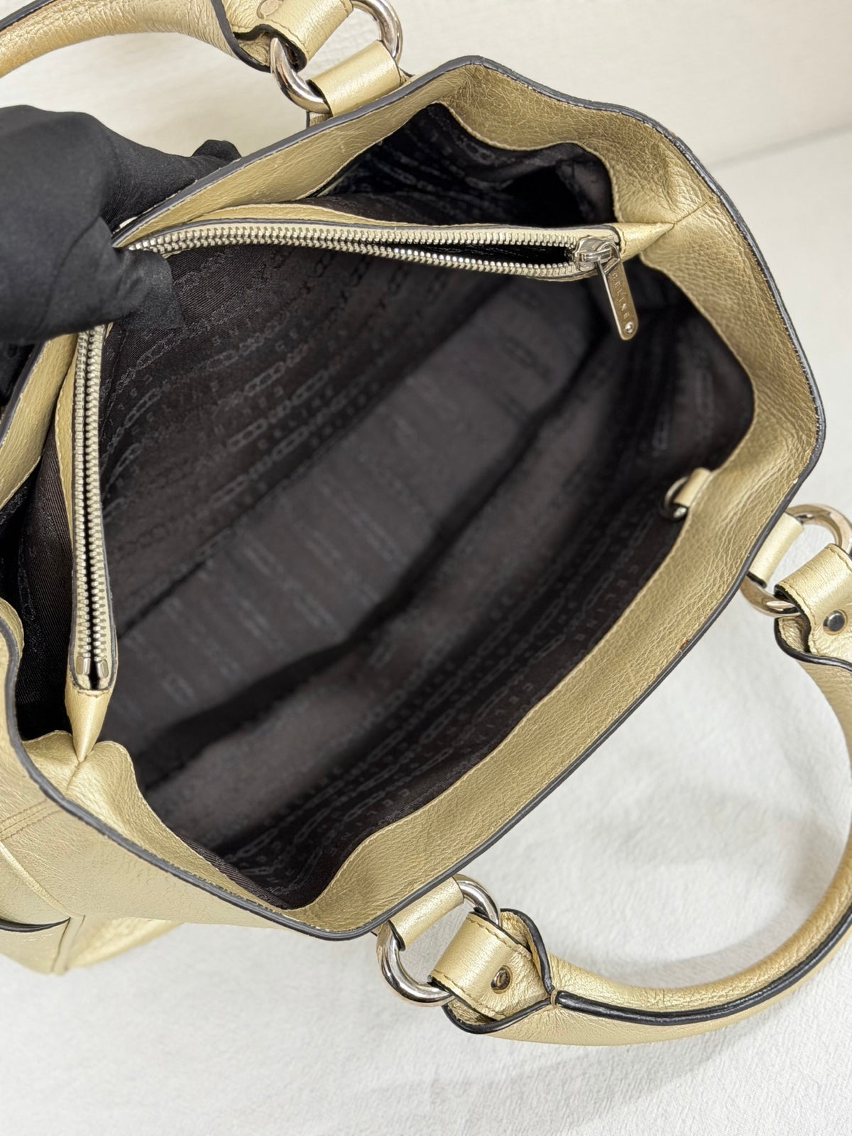 Celine Vintage Metallic Leather Boogie Bag Gold