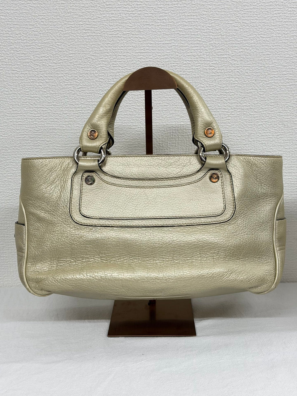 Celine Vintage Metallic Leather Boogie Bag Gold