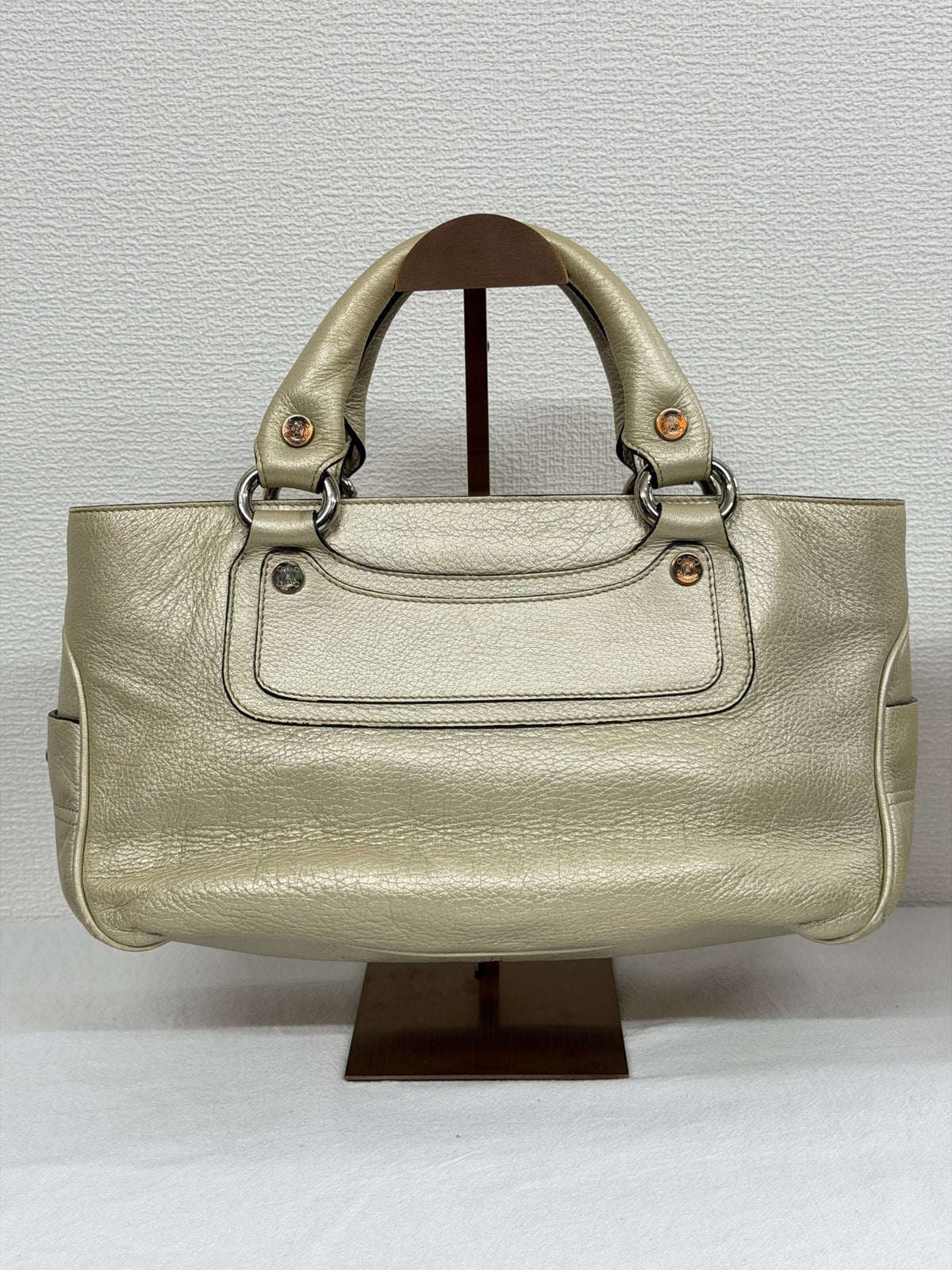 Celine Vintage Metallic Leather Boogie Bag Gold