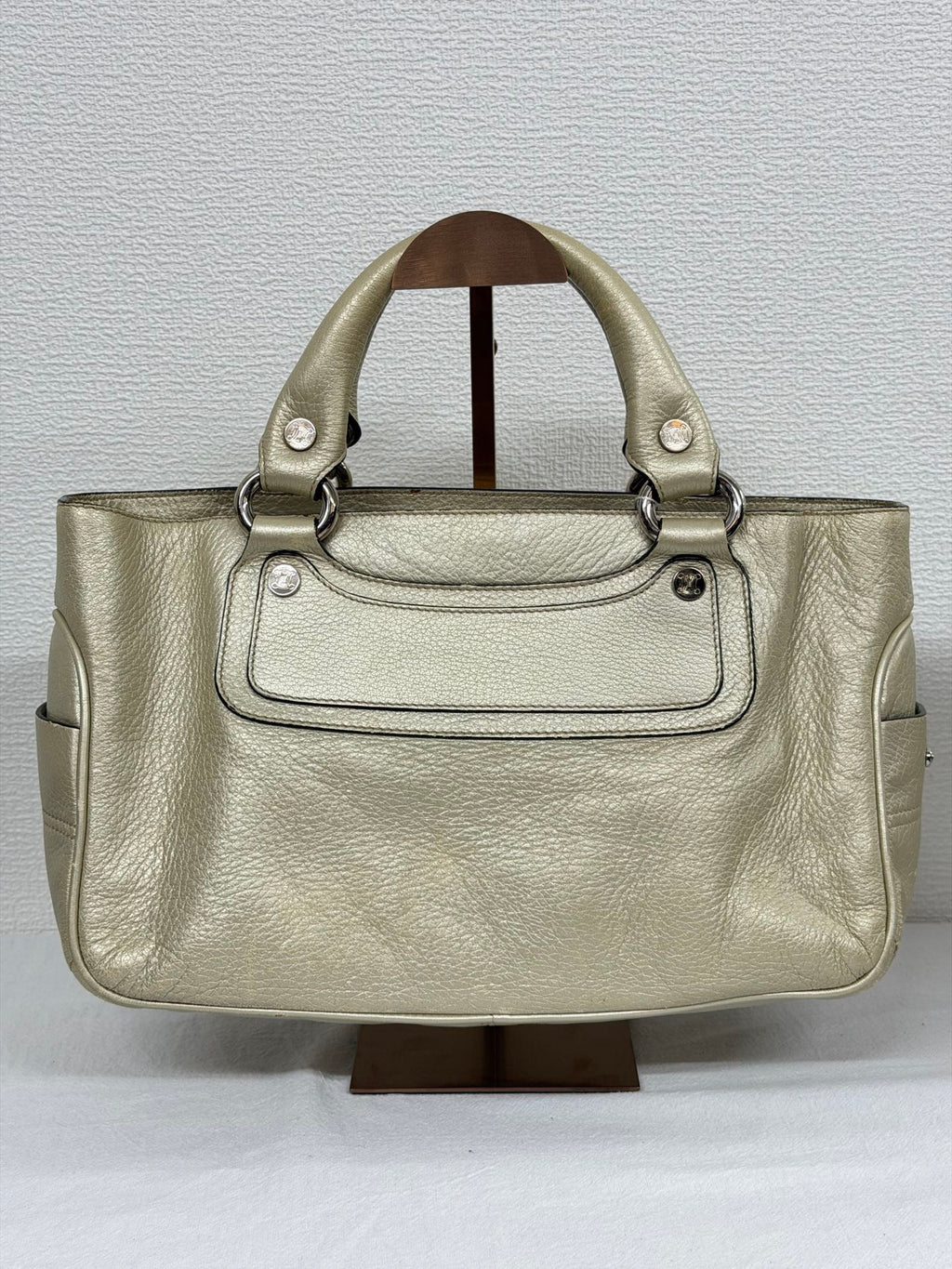 Celine Vintage Metallic Leather Boogie Bag Gold