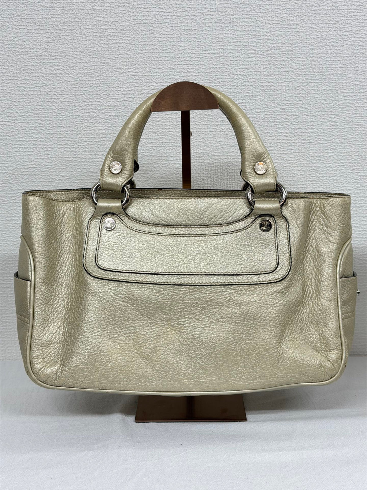 Celine Vintage Metallic Leather Boogie Bag Gold