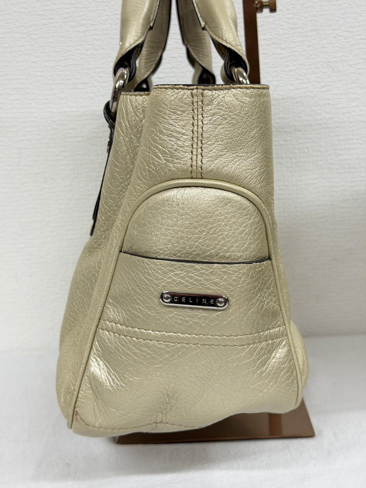 Celine Vintage Metallic Leather Boogie Bag Gold