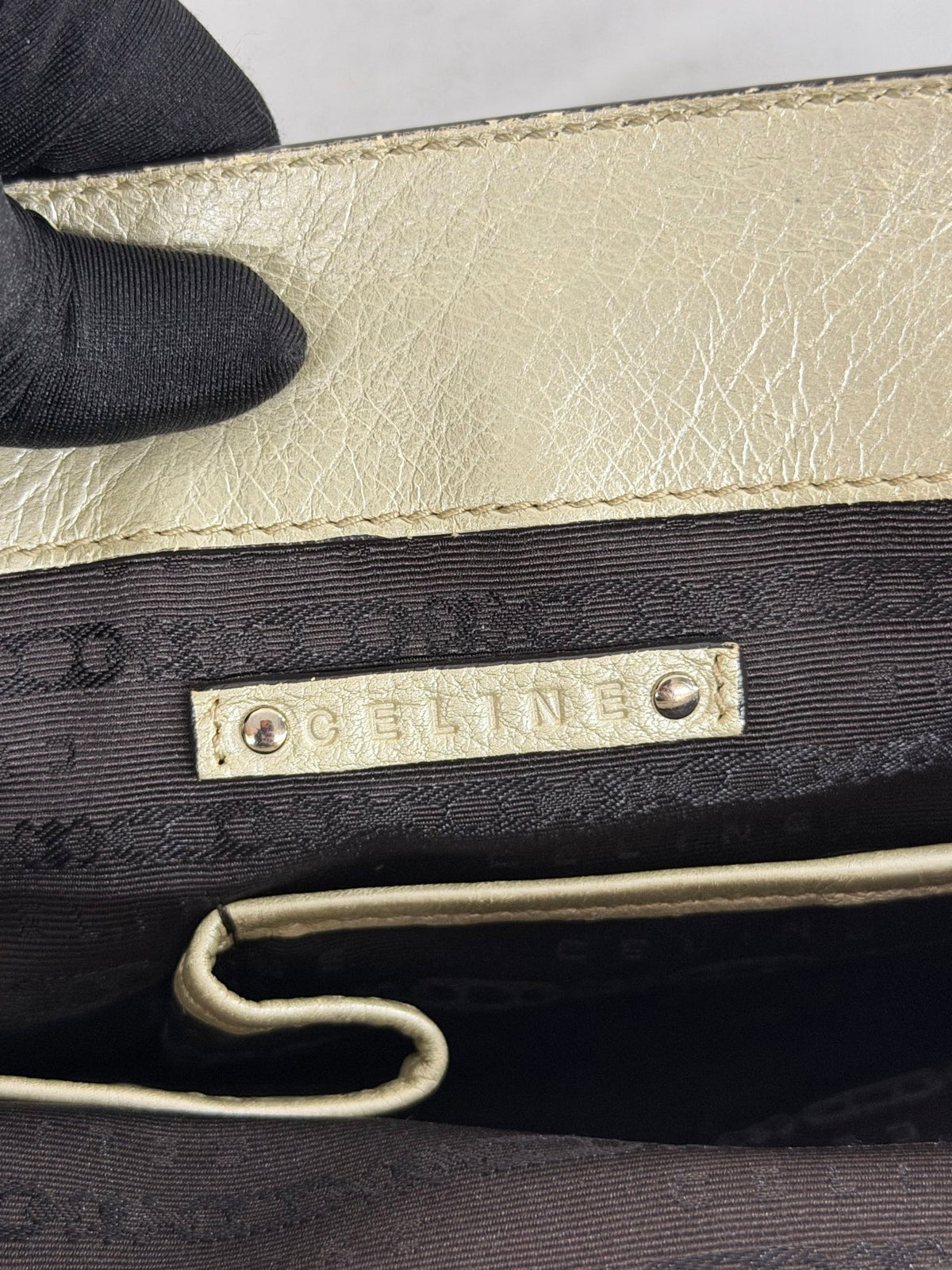 Celine Vintage Metallic Leather Boogie Bag Gold