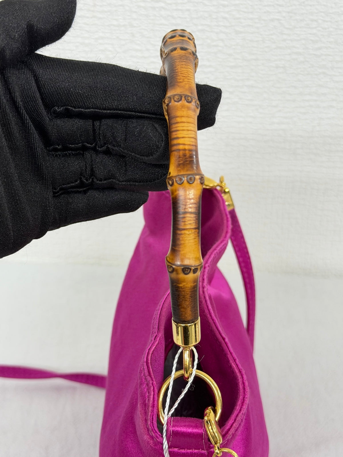 Gucci Vintage Satin Bamboo Two-Way Mini Bag Fuchsia