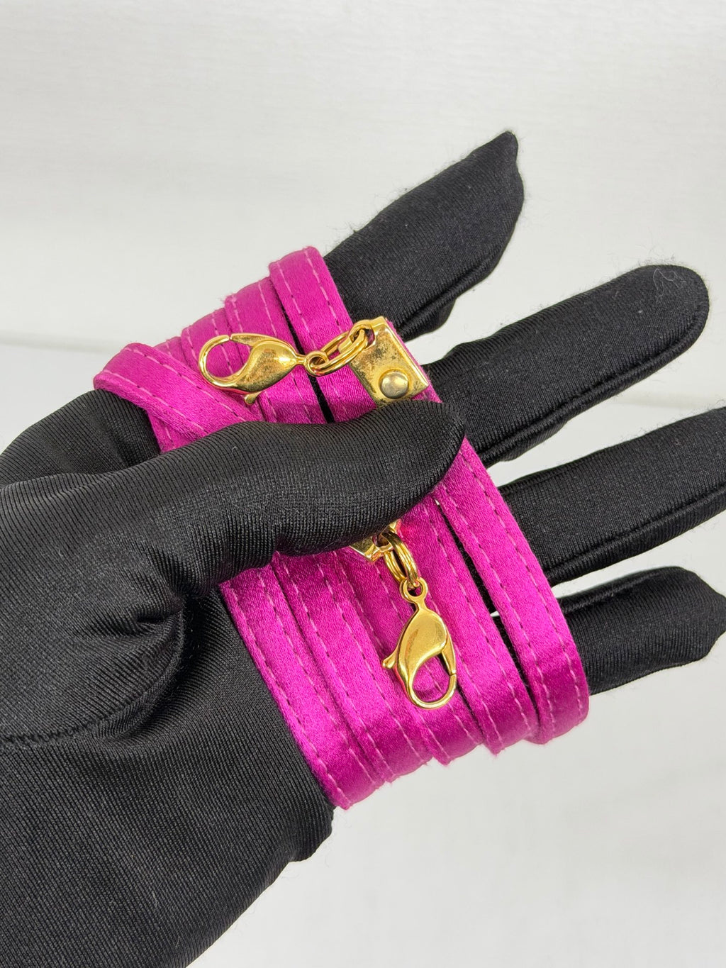 Gucci Vintage Satin Bamboo Two-Way Mini Bag Fuchsia