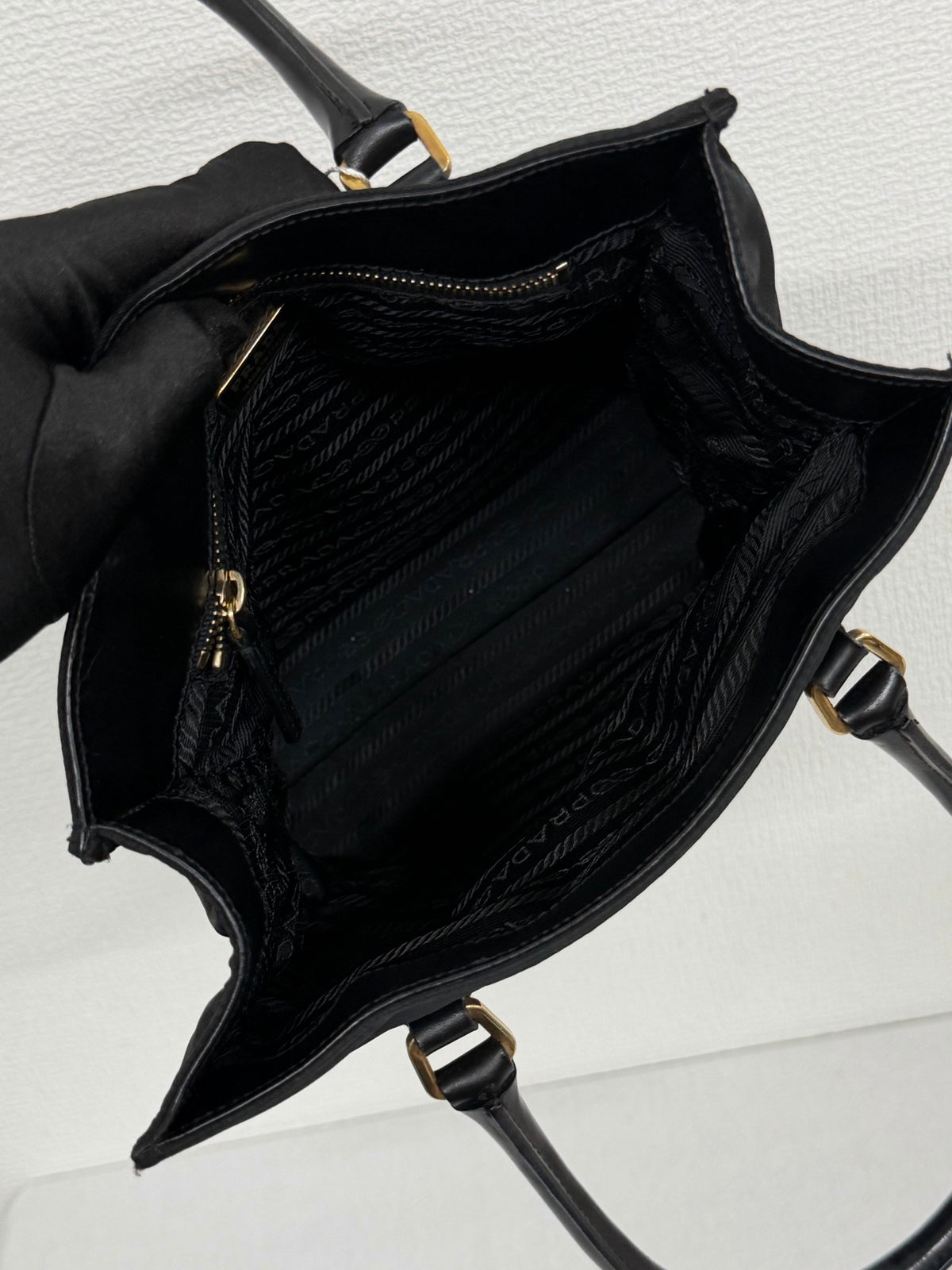 Prada Vintage Tessuto Nylon Tote Bag Gold Hardware Black