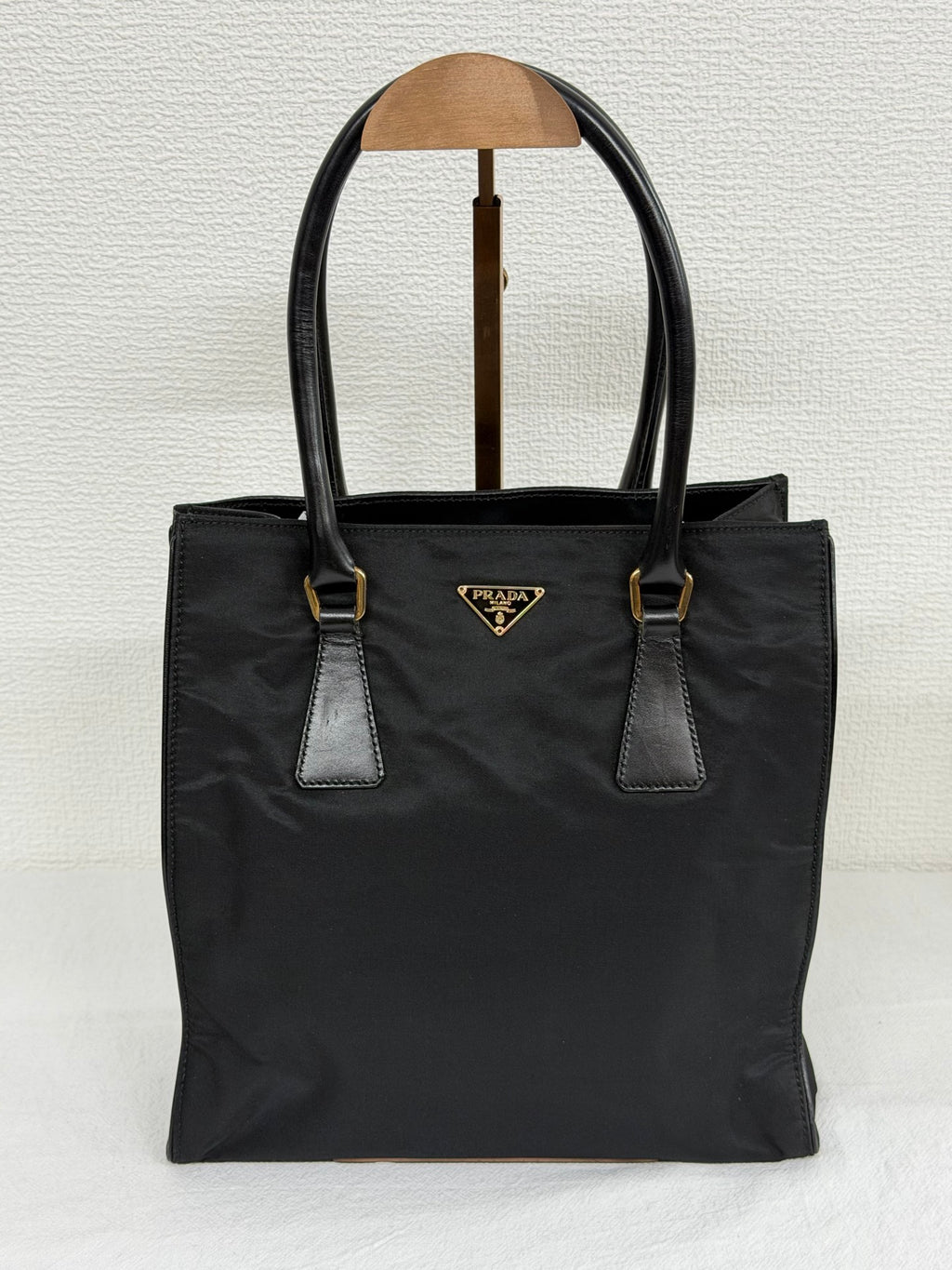 Prada Vintage Tessuto Nylon Tote Bag Gold Hardware Black