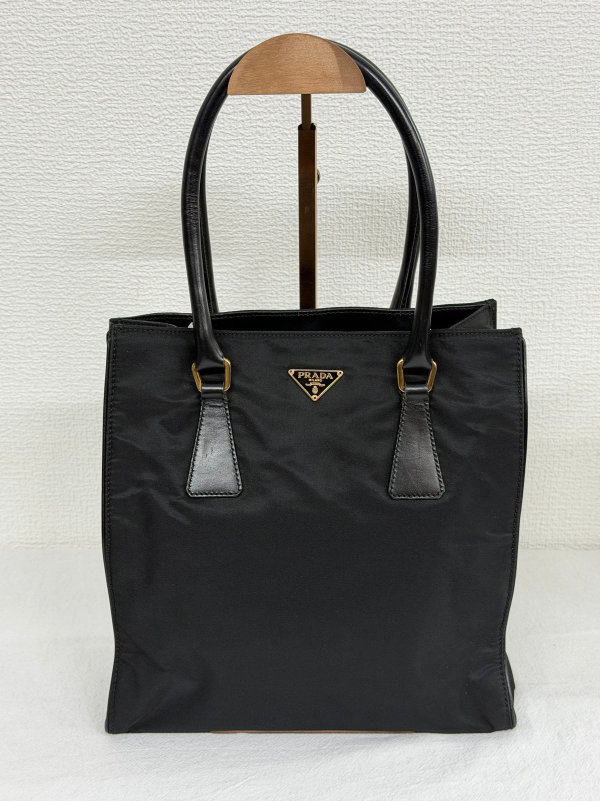 Prada Vintage Tessuto Nylon Tote Bag Gold Hardware Black