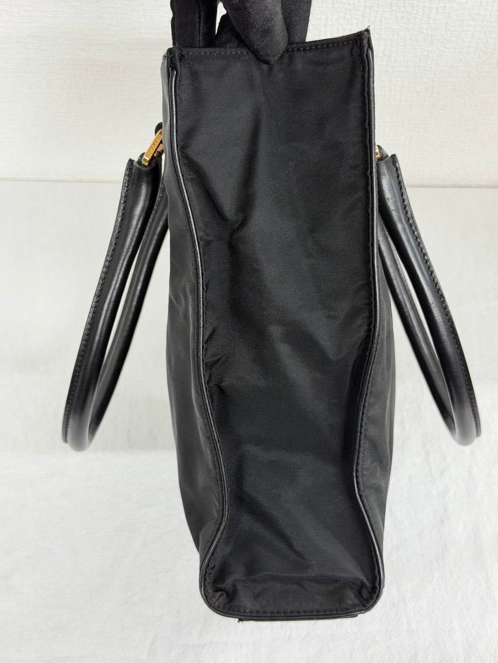 Prada Vintage Tessuto Nylon Tote Bag Gold Hardware Black
