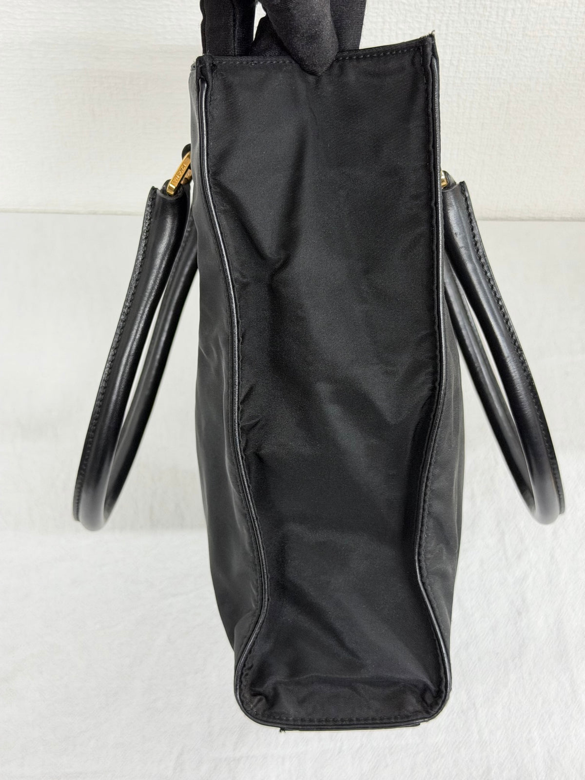 Prada Vintage Tessuto Nylon Tote Bag Gold Hardware Black