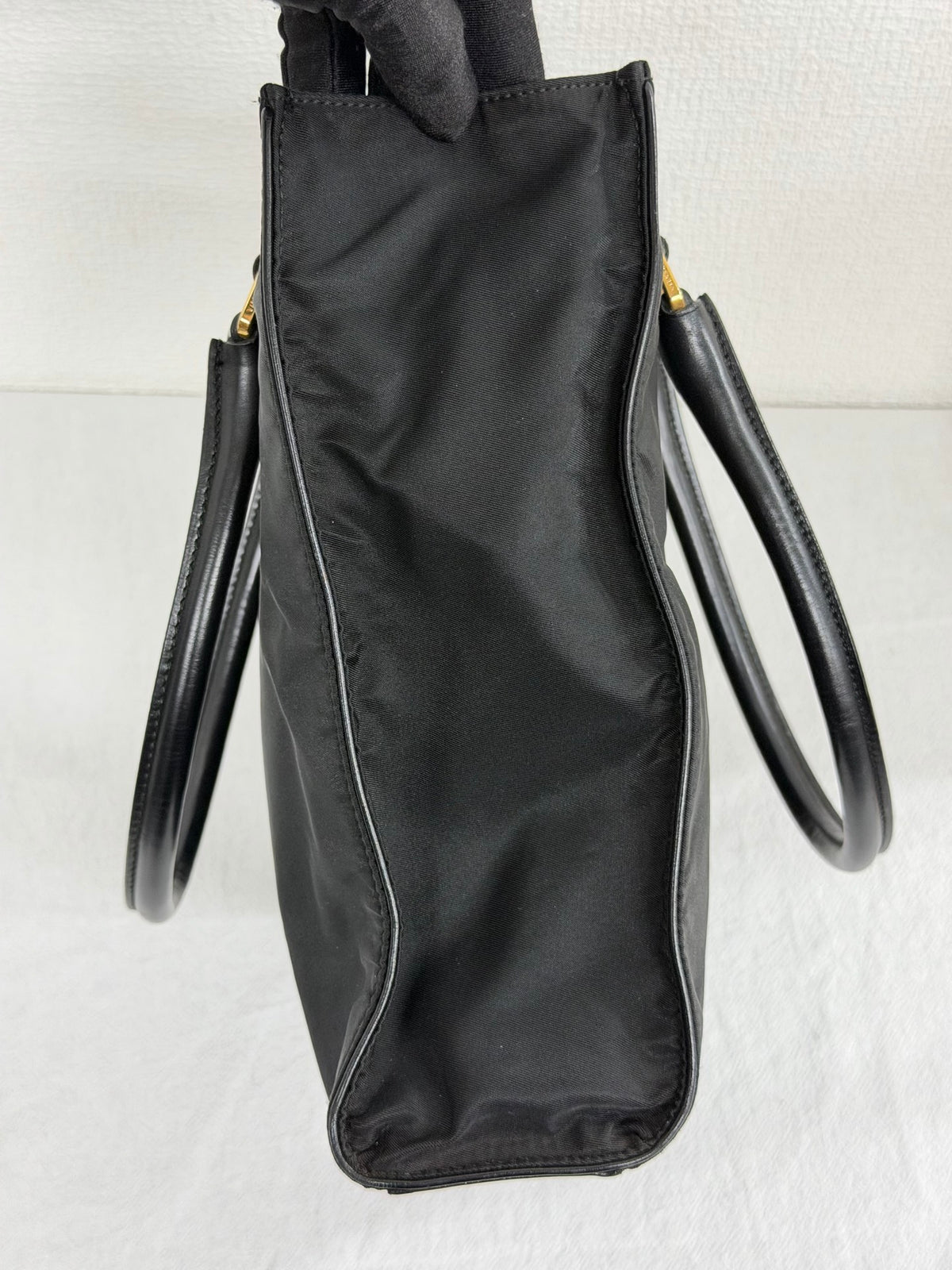 Prada Vintage Tessuto Nylon Tote Bag Gold Hardware Black