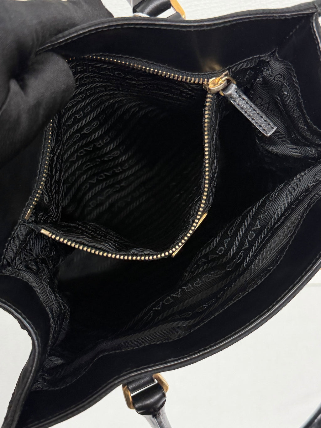 Prada Vintage Tessuto Nylon Tote Bag Gold Hardware Black