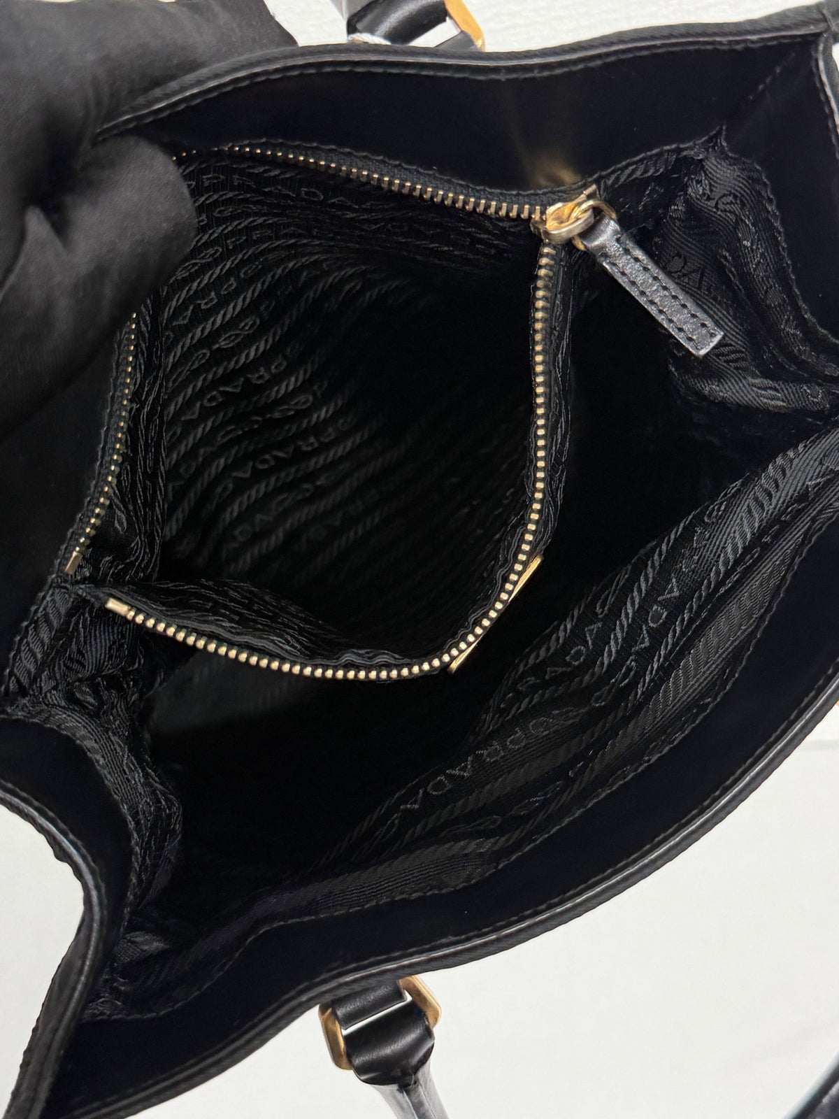 Prada Vintage Tessuto Nylon Tote Bag Gold Hardware Black