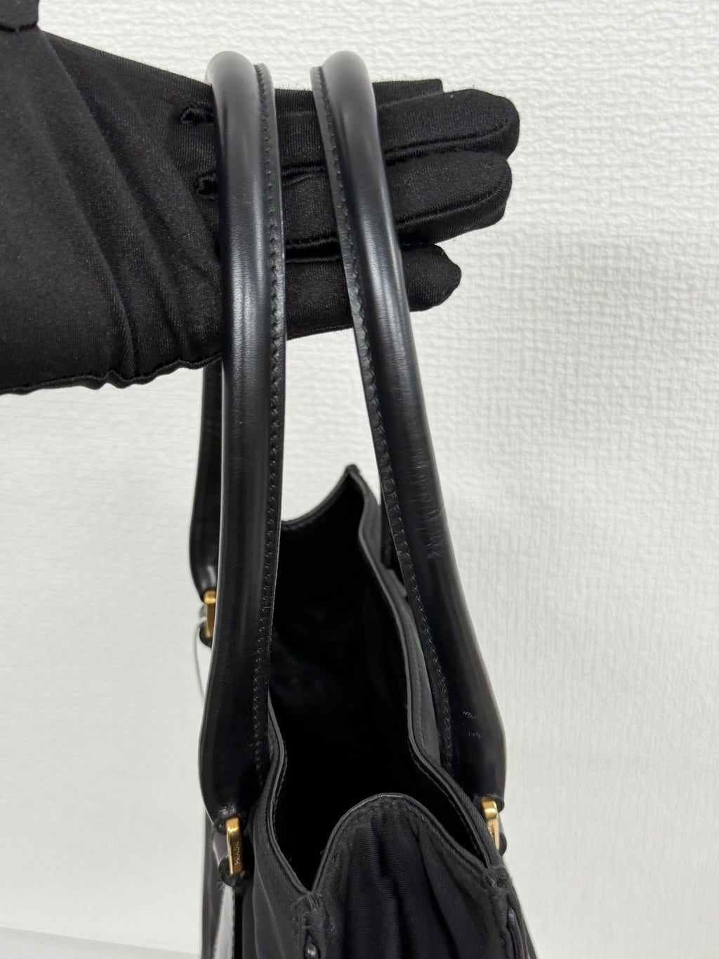 Prada Vintage Tessuto Nylon Tote Bag Gold Hardware Black