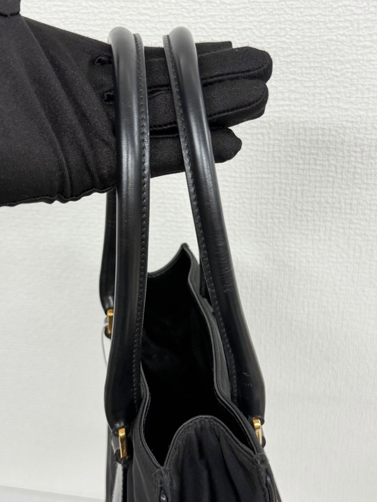 Prada Vintage Tessuto Nylon Tote Bag Gold Hardware Black