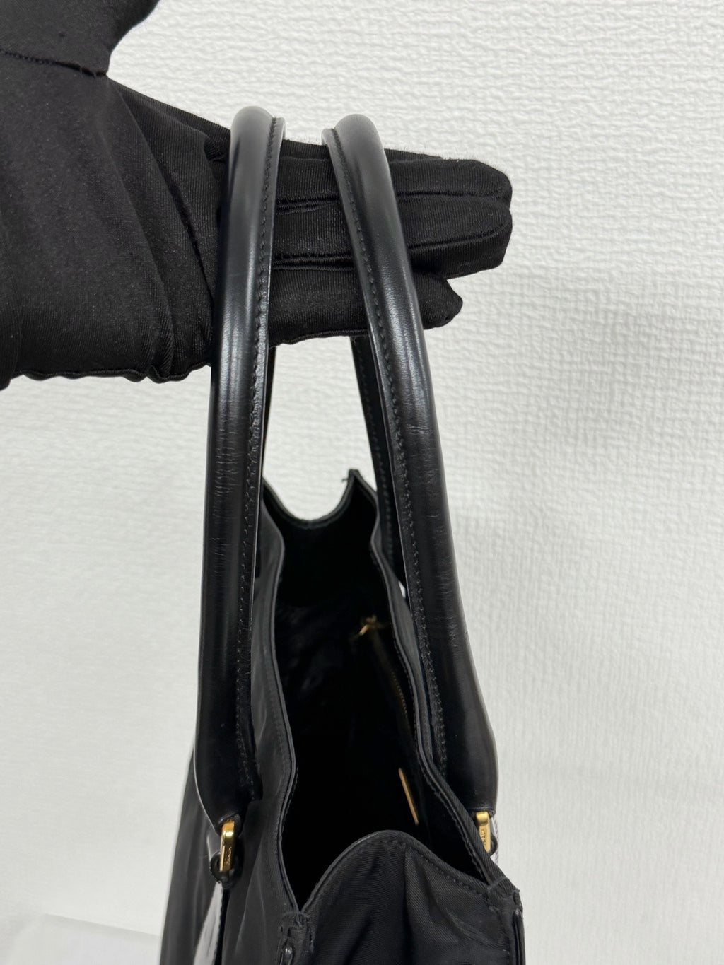 Prada Vintage Tessuto Nylon Tote Bag Gold Hardware Black