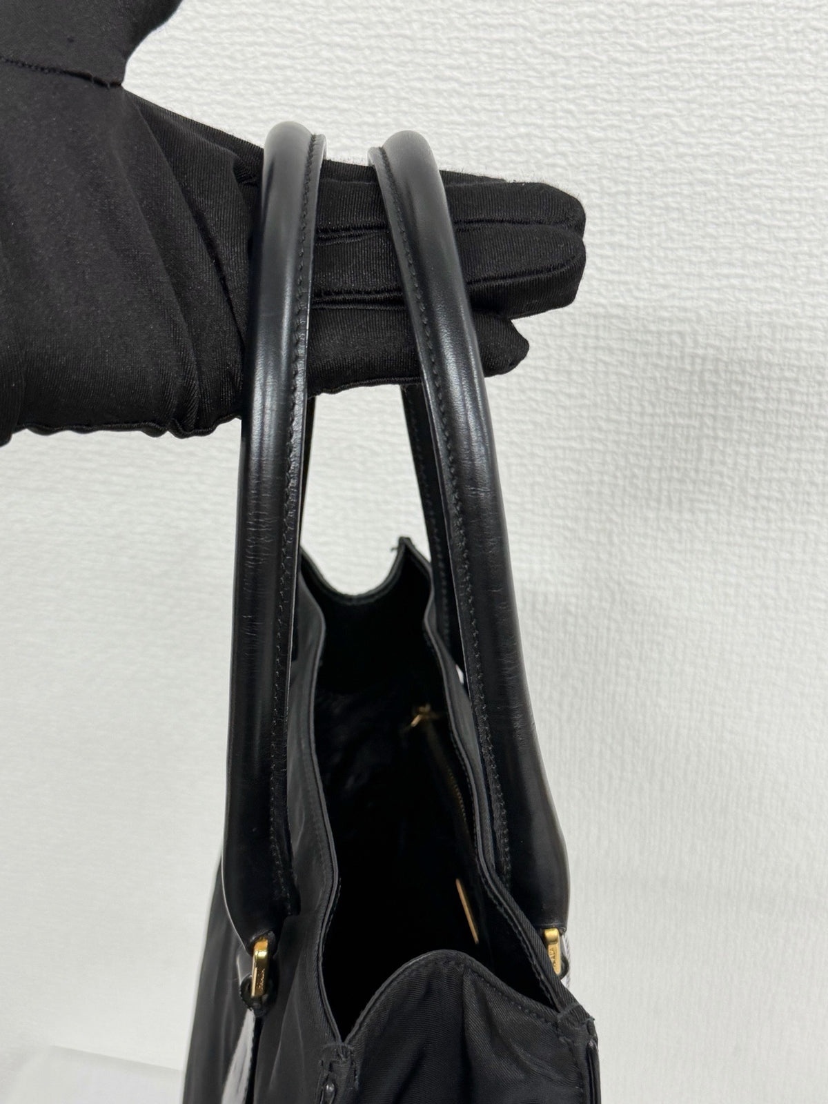 Prada Vintage Tessuto Nylon Tote Bag Gold Hardware Black