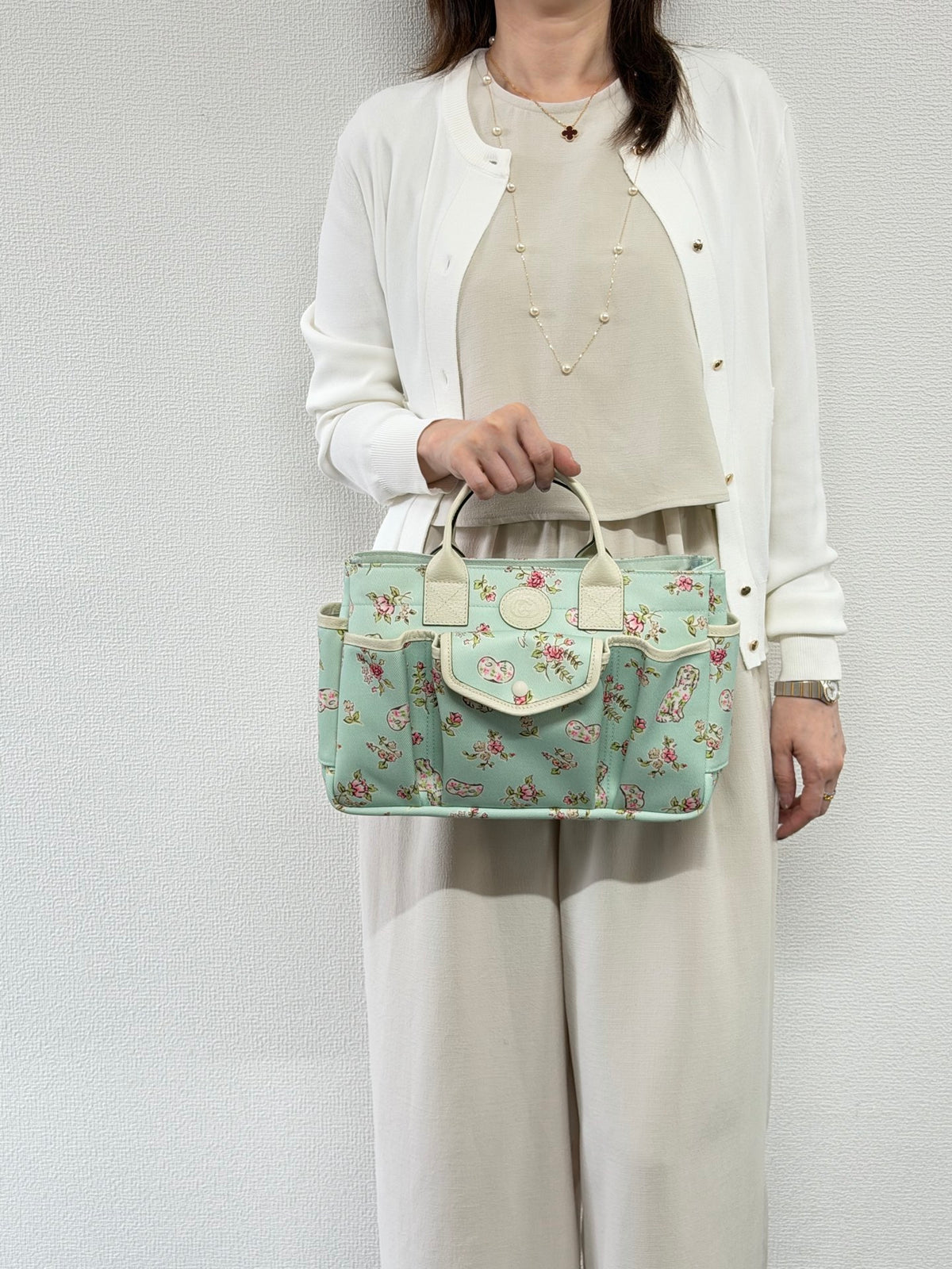 Gucci Children's Floral Dog Print Canvas Tote Bag Mint Green