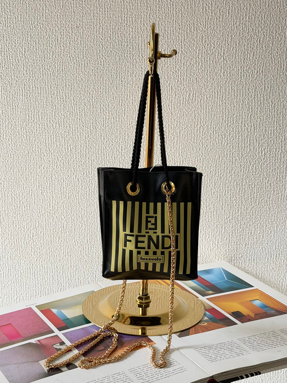 Fendi Vintage Fazzuolo Striped Canvas Mini Tote Bag