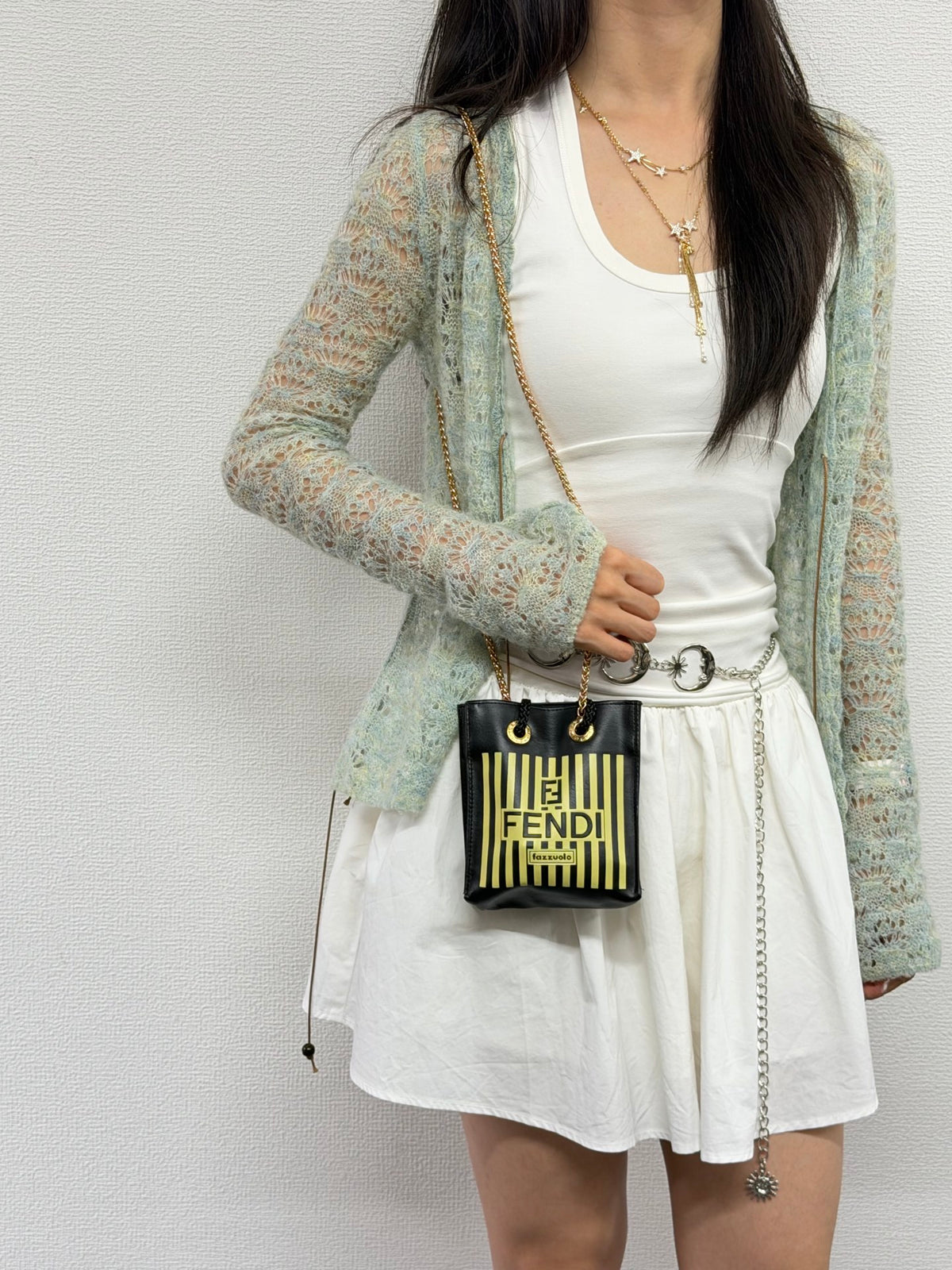 Fendi Vintage Fazzuolo Striped Canvas Mini Tote Bag
