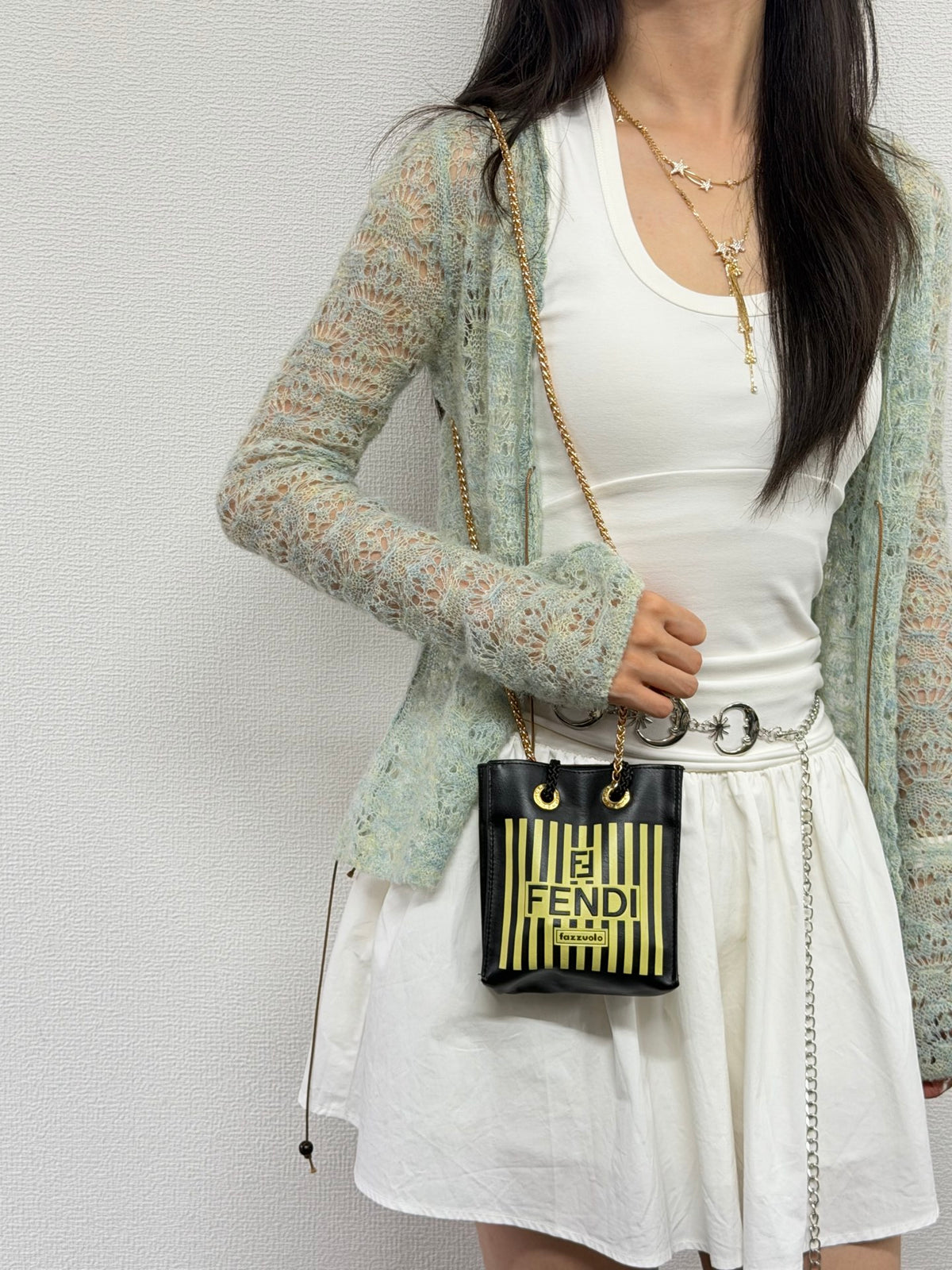 Fendi Vintage Fazzuolo Striped Canvas Mini Tote Bag