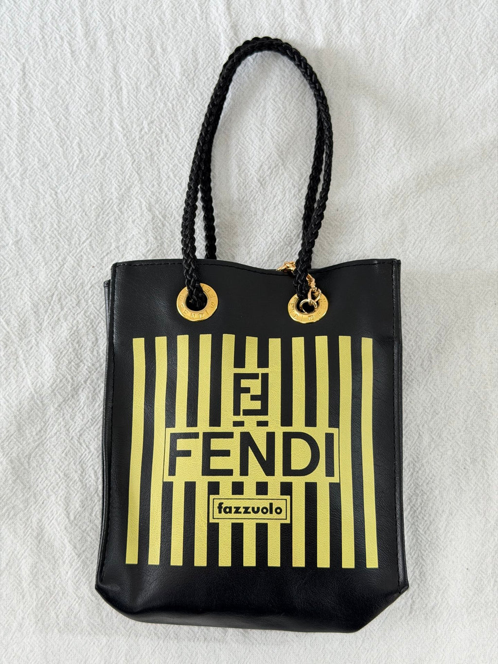 Fendi Vintage Fazzuolo Striped Canvas Mini Tote Bag