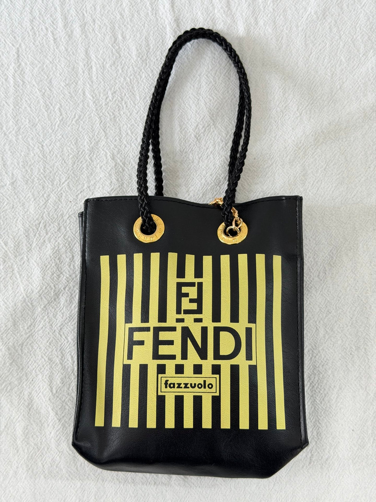 Fendi Vintage Fazzuolo Striped Canvas Mini Tote Bag