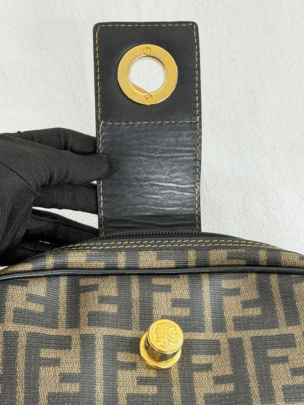 Celine Small Camera Bag in Triomphe Jacquard Textile Navy
