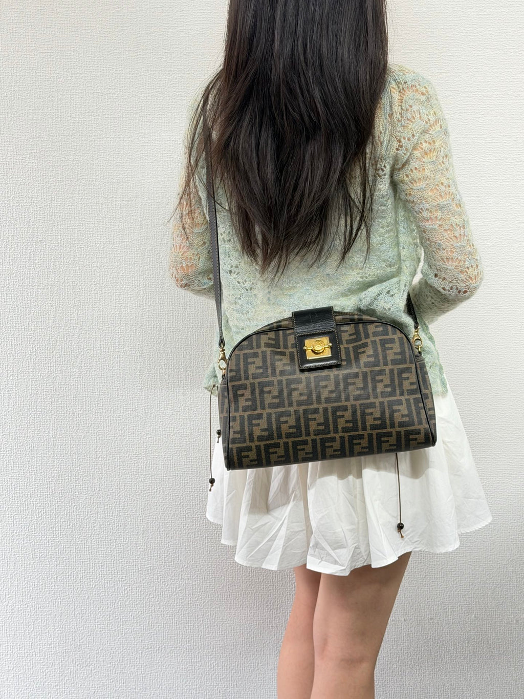 Celine Small Camera Bag in Triomphe Jacquard Textile Navy