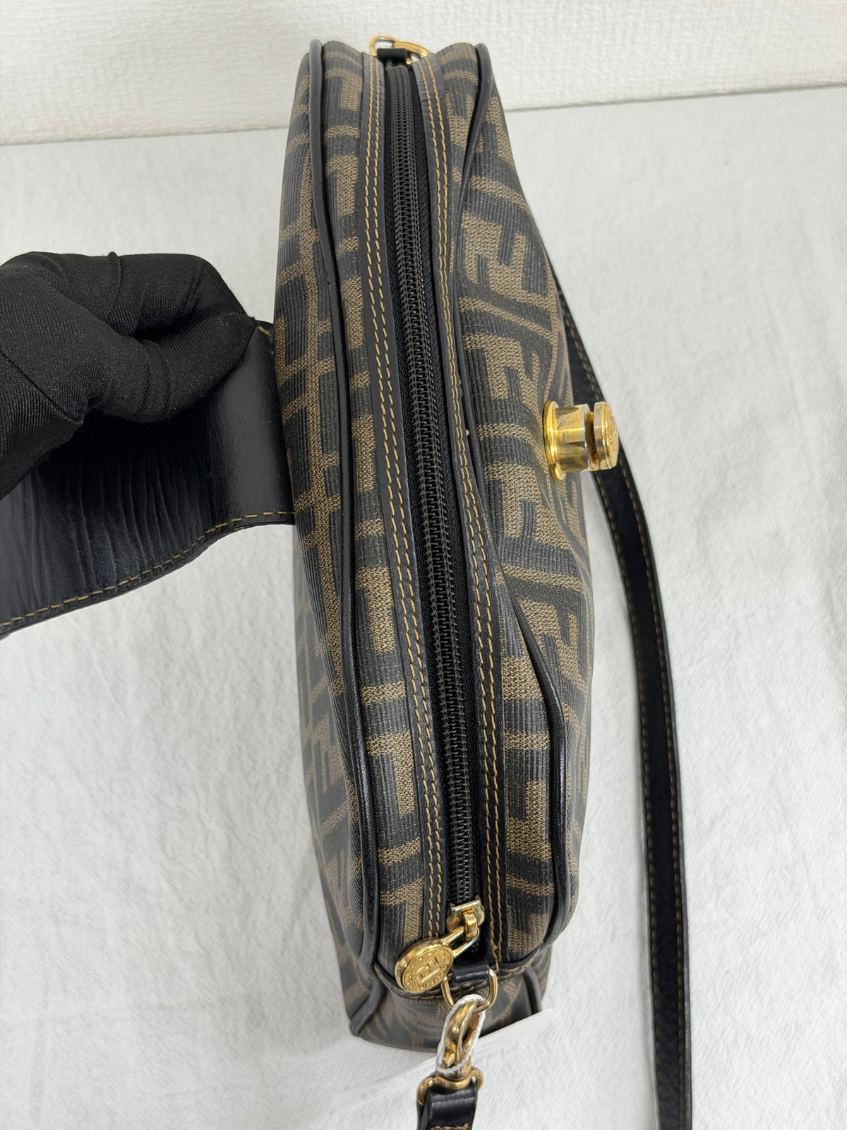 Celine Small Camera Bag in Triomphe Jacquard Textile Navy