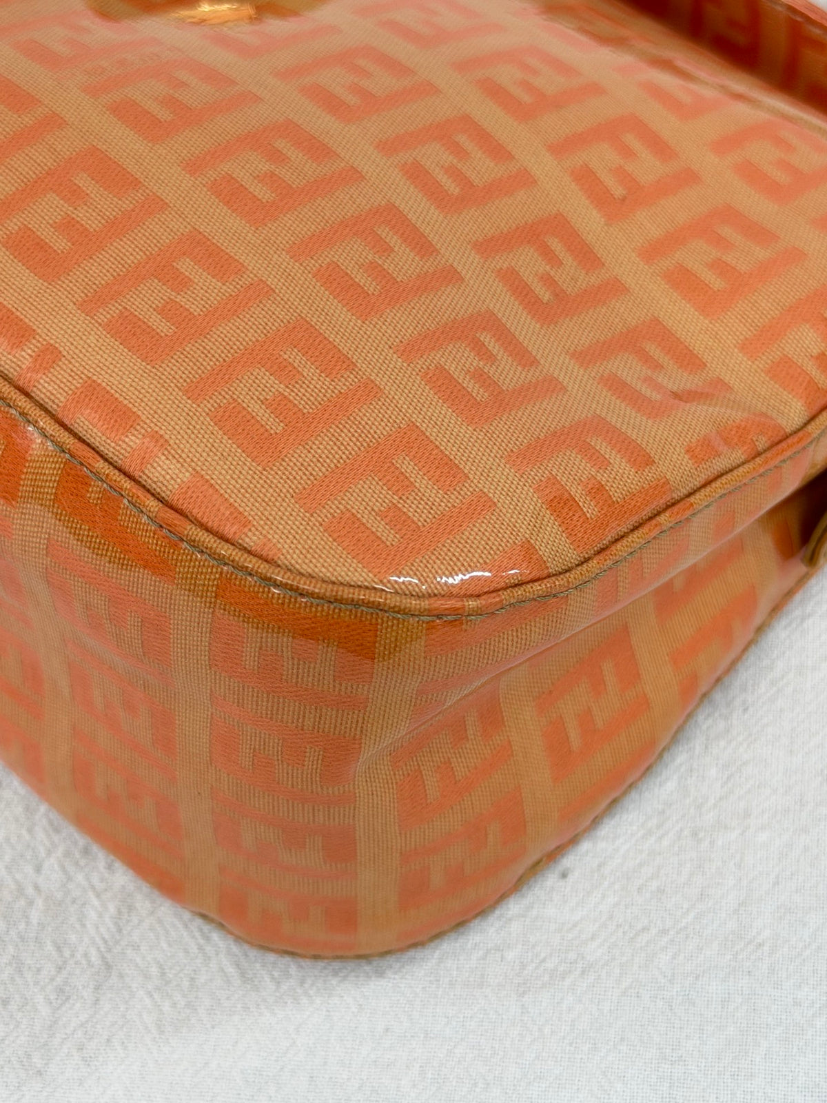 Fendi Vintage Vinyl Zucchino Mamma Baguette Bag Orange