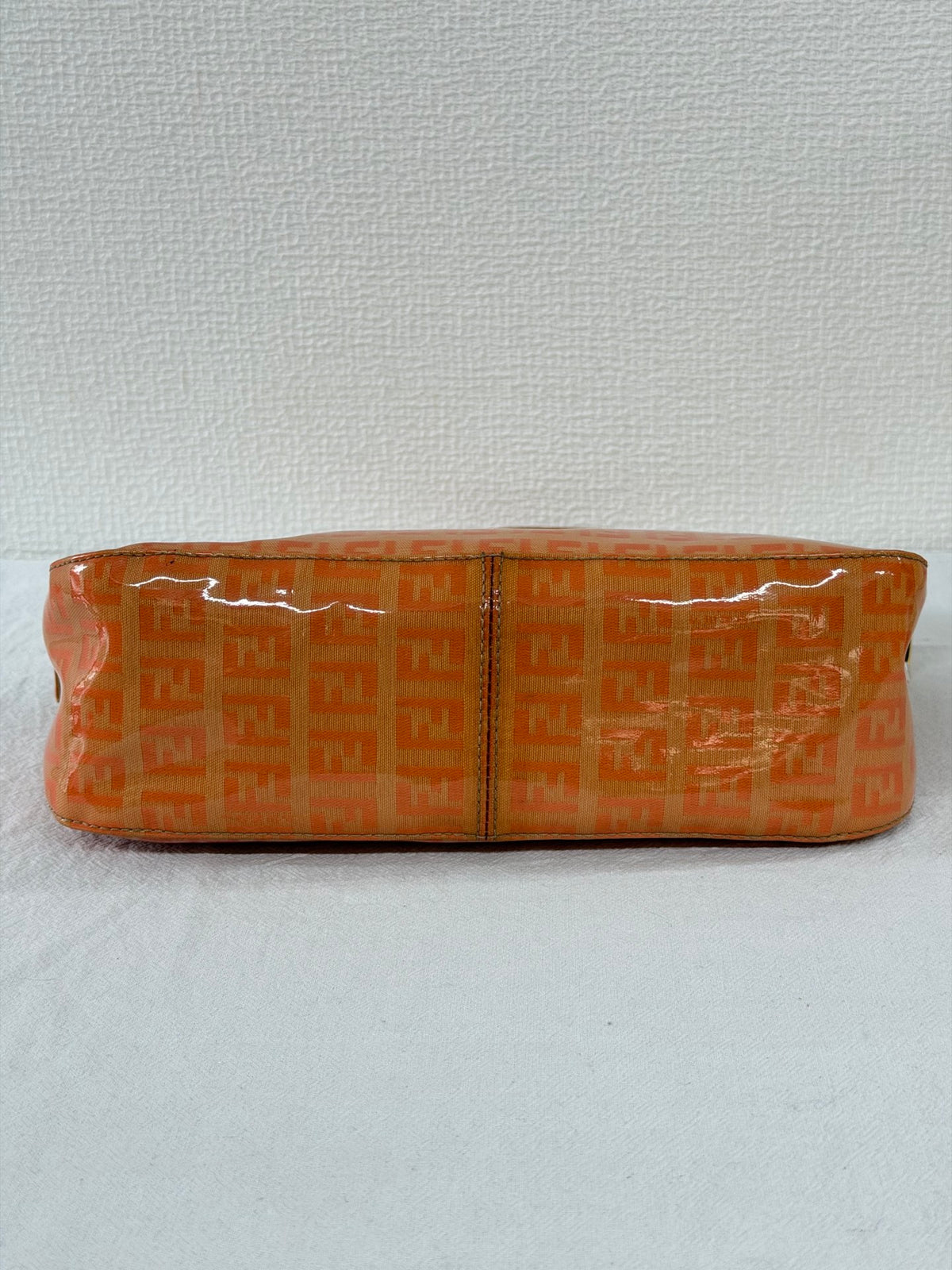 Fendi Vintage Vinyl Zucchino Mamma Baguette Bag Orange