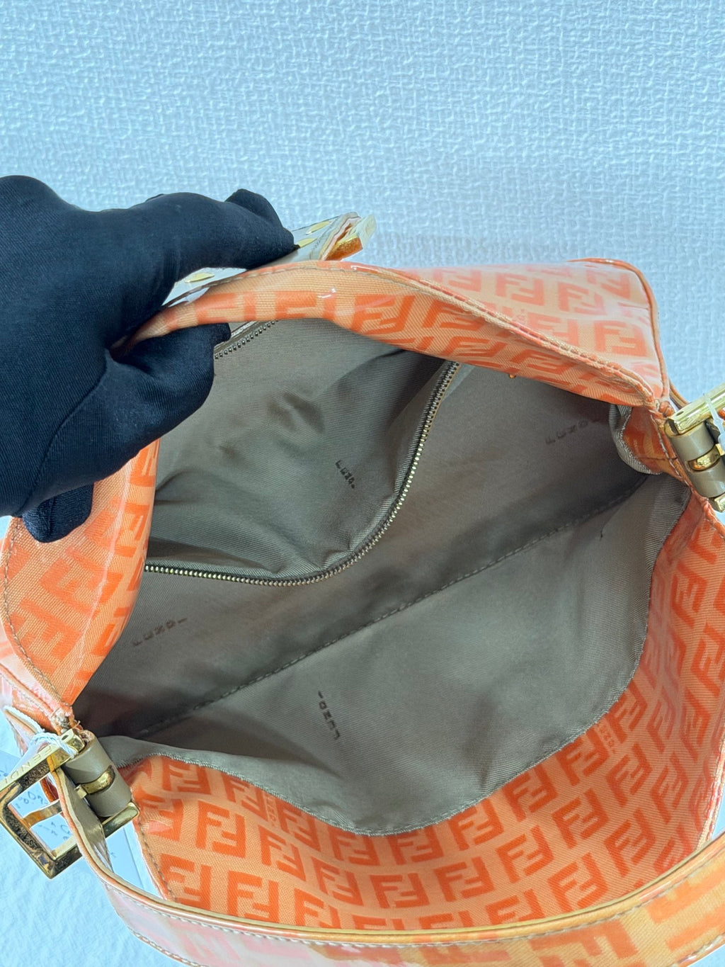 Fendi Vintage Vinyl Zucchino Mamma Baguette Bag Orange