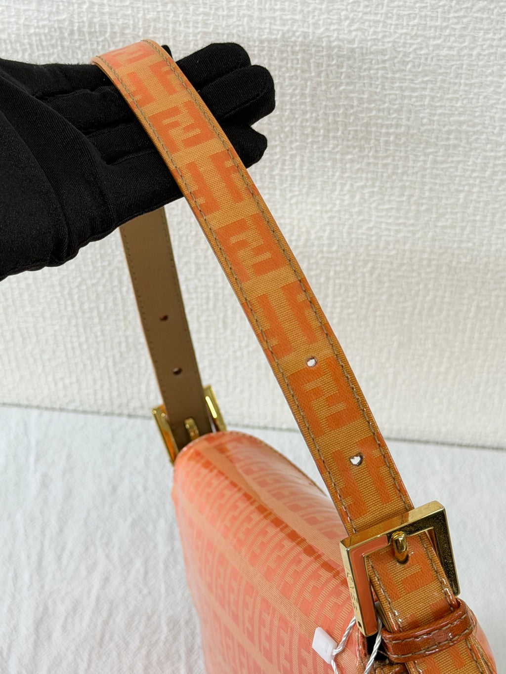 Fendi Vintage Vinyl Zucchino Mamma Baguette Bag Orange