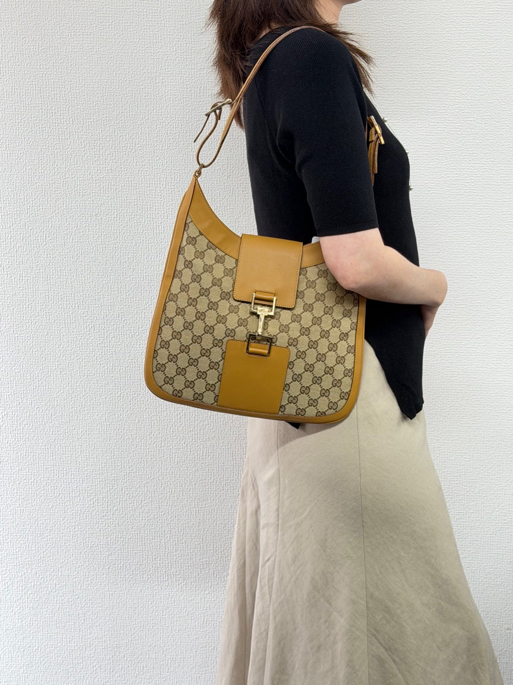 GUCCI GG Canvas Jackie Hobo Shoulder Bag